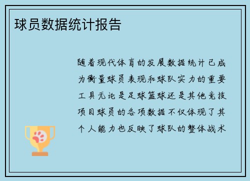 球员数据统计报告